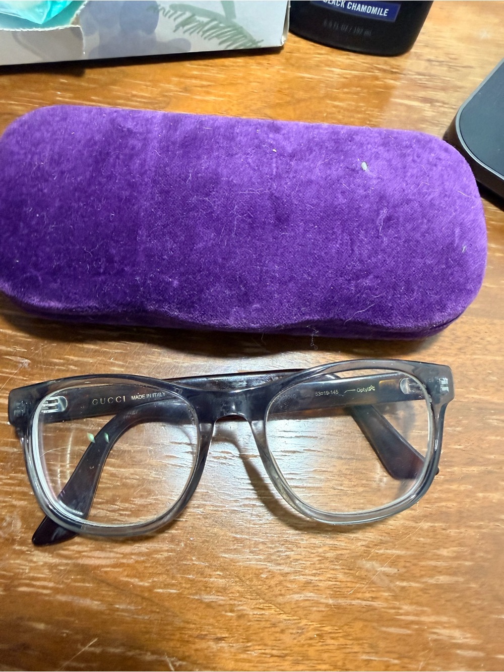 Gucci Men’s Gray Tortoiseshell Optical Glasses